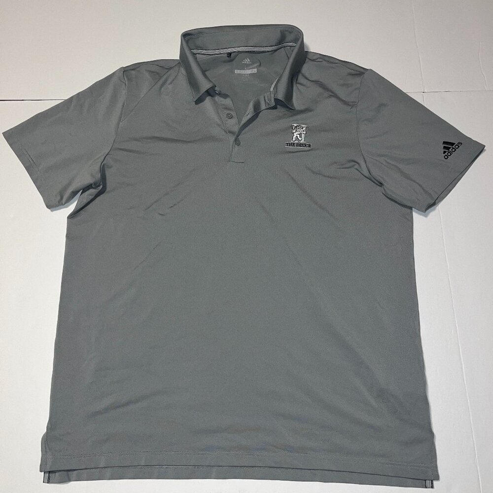 Adidas men's golf shirt polo shirt The Deuce logo gray size large
